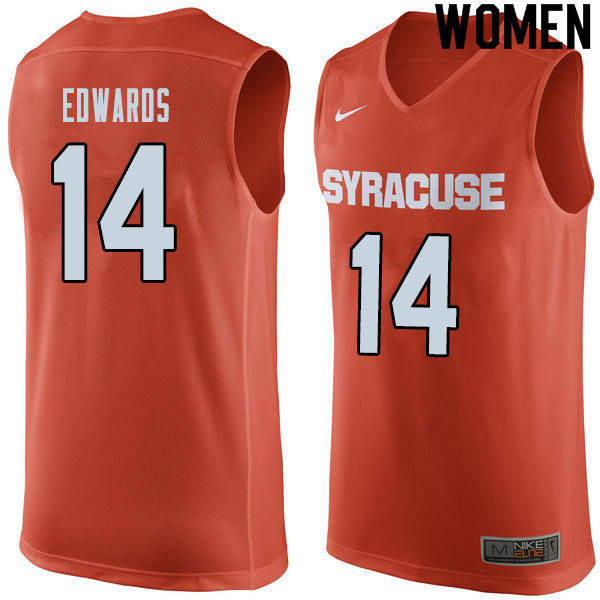 Women #14 Jesse Edwards Syracuse Orange College Basketball Jerseys Sale-Orange